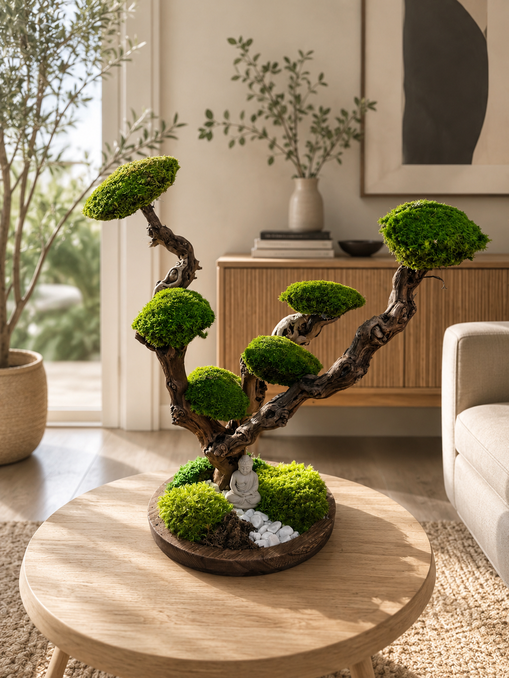 Bonsaï stabilisé 50 cm – Sculpture zen en bois flotté | Naturencadre