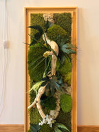 Grand cadre végétal mural– Caisse américaine – Œuvre végétale verticale 100 cm – Décoration murale nature chic