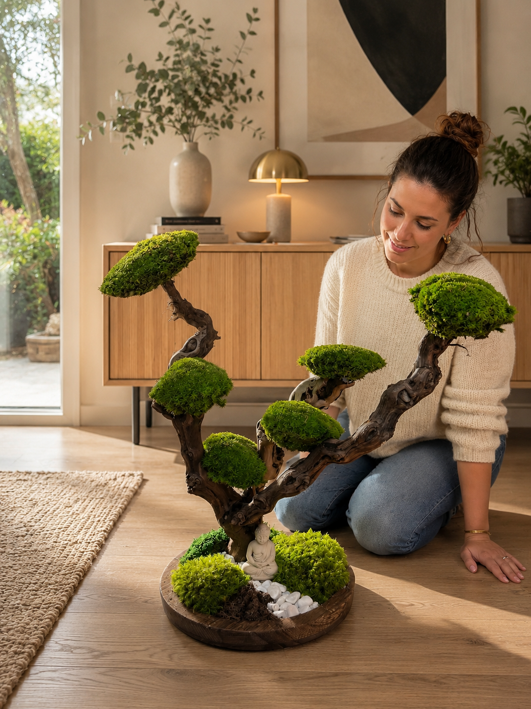 Bonsaï stabilisé 50 cm – Sculpture zen en bois flotté | Naturencadre