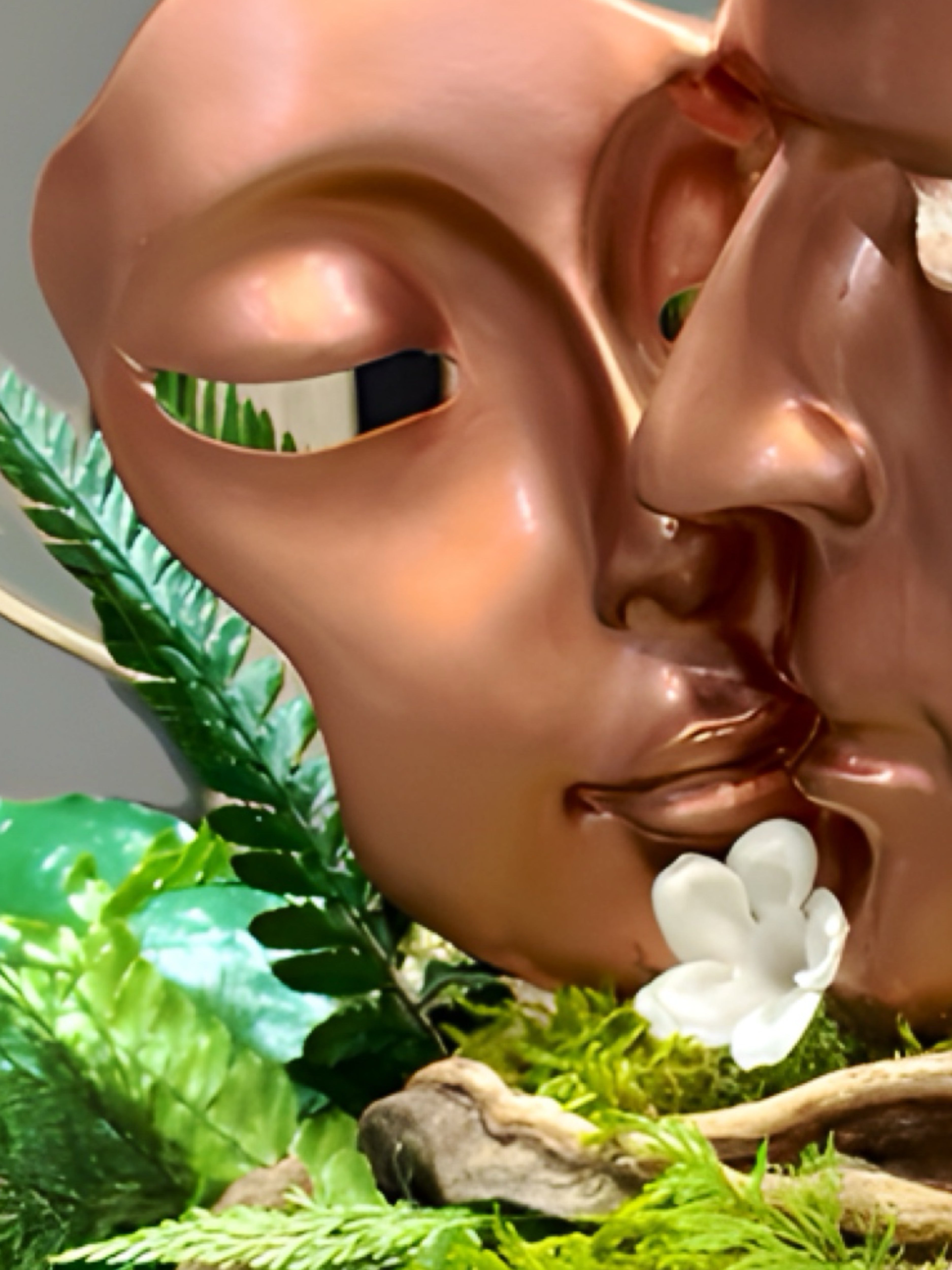 Sculpture Couple Romantique avec Mousse Stabilisée – Cadre Végétal Luxe
