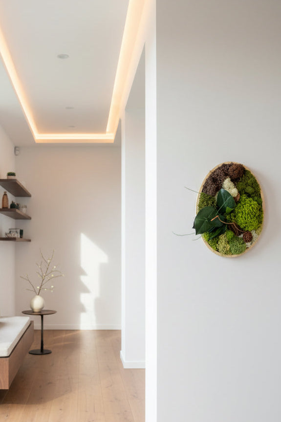 Cadre végétal stabilisé ovale – Décoration murale naturelle artisanale