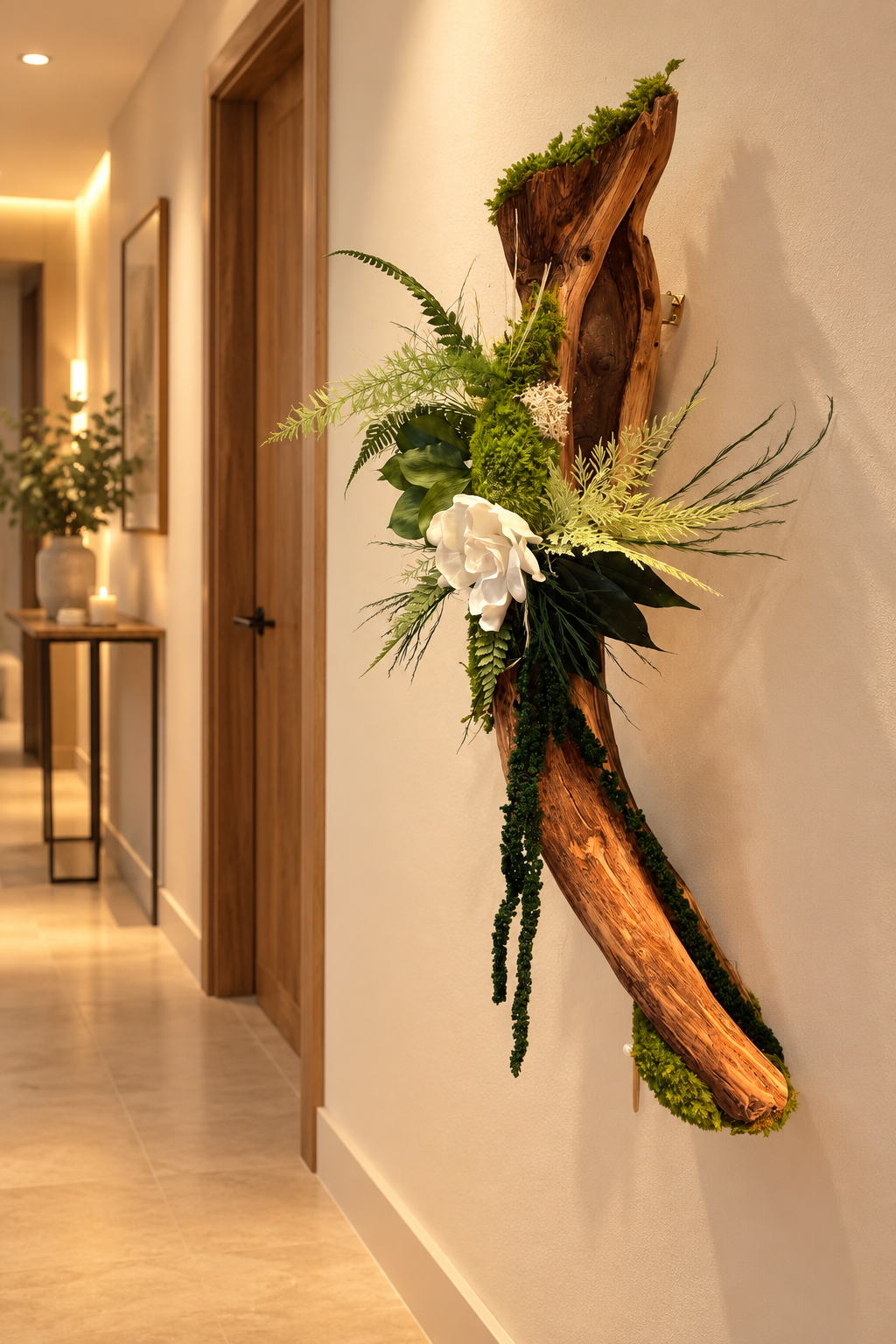 L’Élan de la Nature – Sculpture végétale murale sur liane, 55 cm