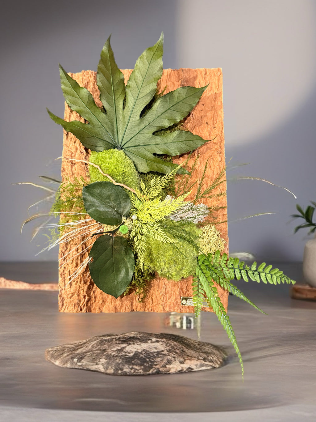 Écorce Sauvage – Tableau végétal stabilisé sur liège 30×20 cm