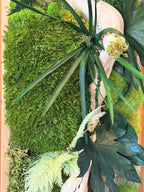 Grand cadre végétal mural– Caisse américaine – Œuvre végétale verticale 100 cm – Décoration murale nature chic