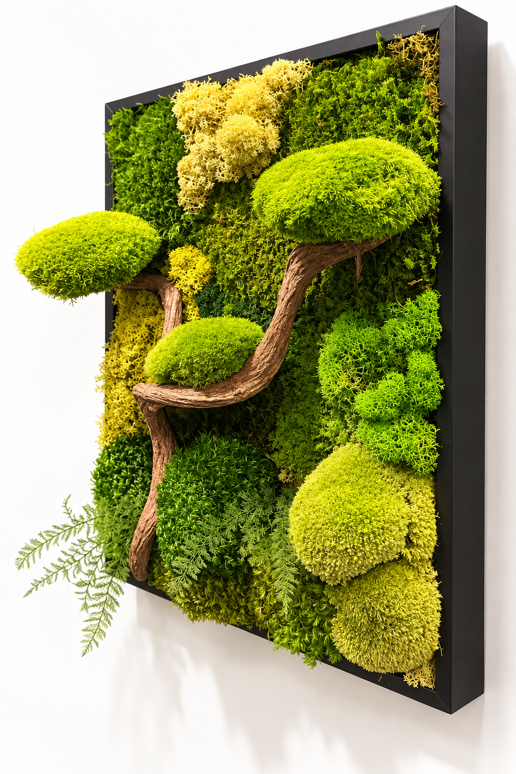 L’Esprit du Japon – Tableau végétal 3D avec bonsaï en bois de vigne