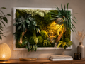 Cadre végétal stabilisé lumineux 75x55 | Pièce unique | « L'Étreinte Tropicale » – Décoration nature luxe