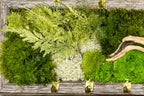 Porte-clés mural végétal – Cadre en mousse stabilisée, bois flotté & feuillages