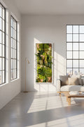 Grand Tableau Végétal Mural 98x38 cm — Mousse Stabilisée & Caisse Américaine Bois Blanc | Pièce Unique