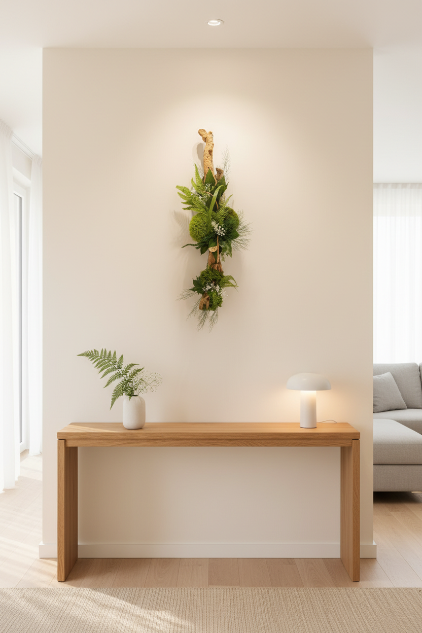 Liane Sauvage – Décoration murale végétale stabilisée sur bois naturel – 60 cm