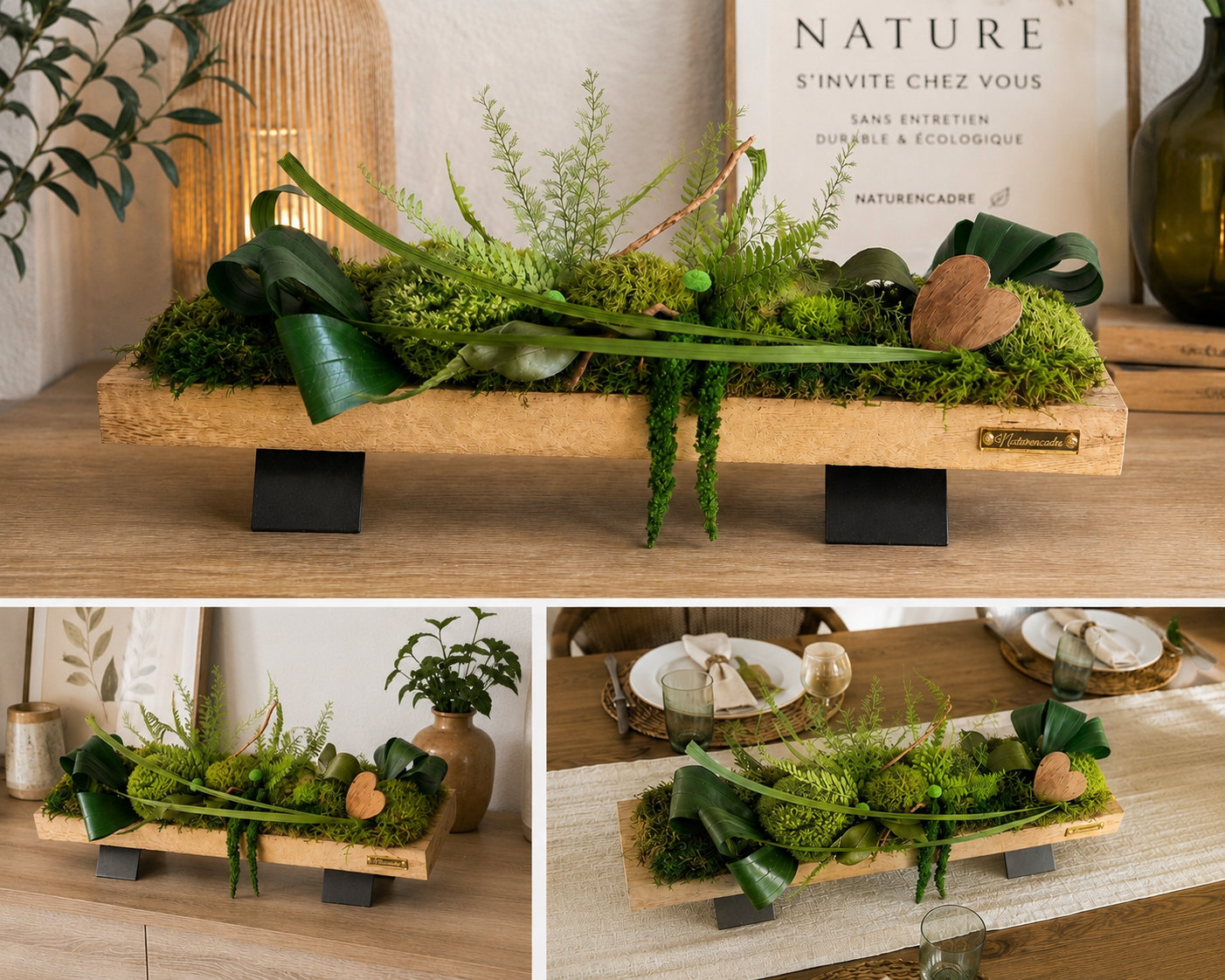 Centre de table végétal stabilisé 46 cm – Évasion Nature