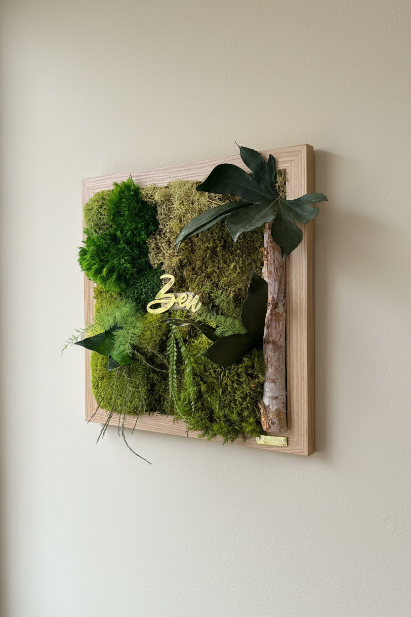 Cadre Végétal Stabilisé Personnalisé 30×30 cm – Tableau Zen en Bois | Naturencadre