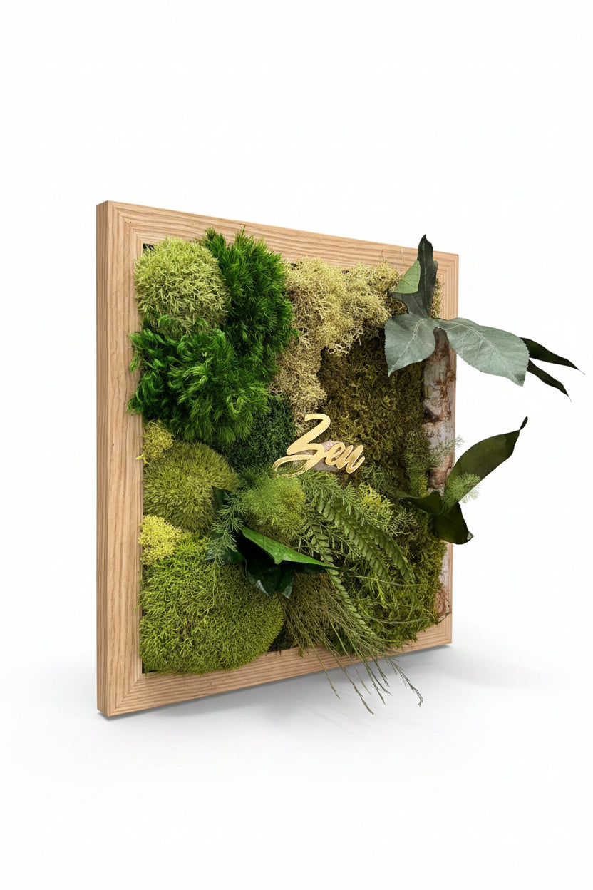Cadre Végétal Stabilisé Personnalisé 30×30 cm – Tableau Zen en Bois | Naturencadre