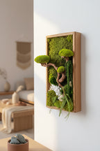 Cadre végétal stabilisé « Bonsaï Zen » – Pièce unique 50 × 25 cm