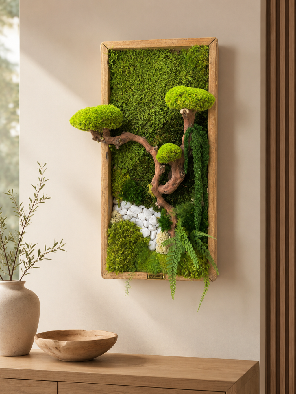 Cadre vegetal stabilisé bonsaï- Deco haut de gamme unique