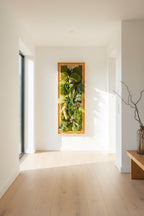 Grand tableau mural en végétaux stabilisés et branche naturelle de bois flotté véritable, architecture en relief haut de gamme 