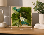 Tableau végétal carré stabilisé Gardénia – 30 × 30 cm | Fait main en France