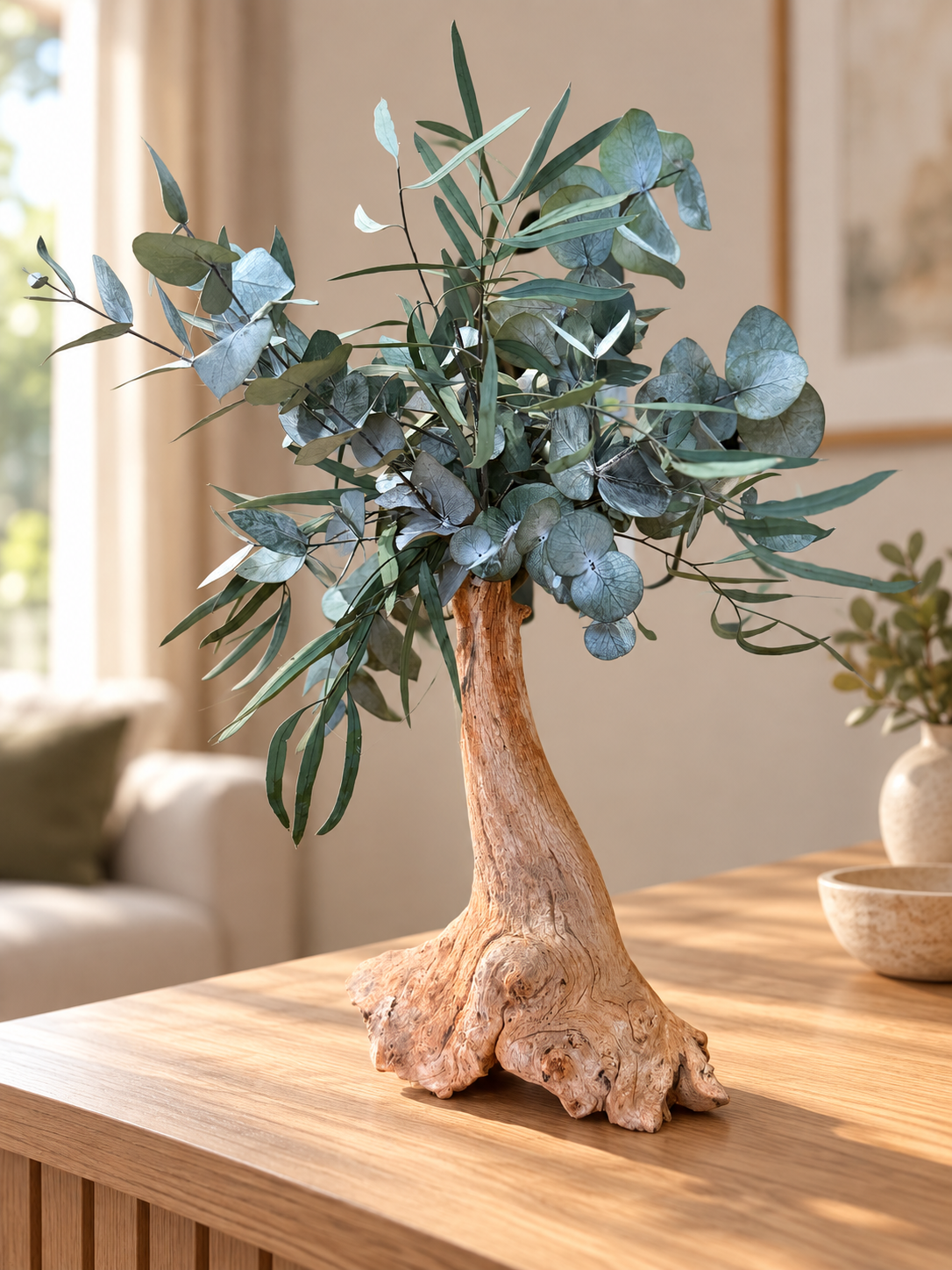 L’Élan d’Argent – Bonsaï décoratif en eucalyptus stabilisé