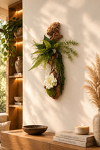 Éclat de sous-bois – Décoration murale végétale en mopani, 38 cm