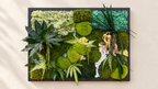 Cadre végétal stabilisé lumineux 75x55 | Pièce unique | « L'Étreinte Tropicale » – Décoration nature luxe