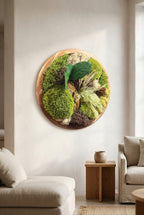 Tableau végétal rond en acacia 40 cm – L’Essence de la Forêt