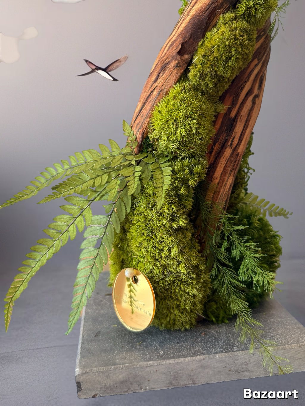 L’Ascension Végétale – Sculpture végétale stabilisée, 42 cm