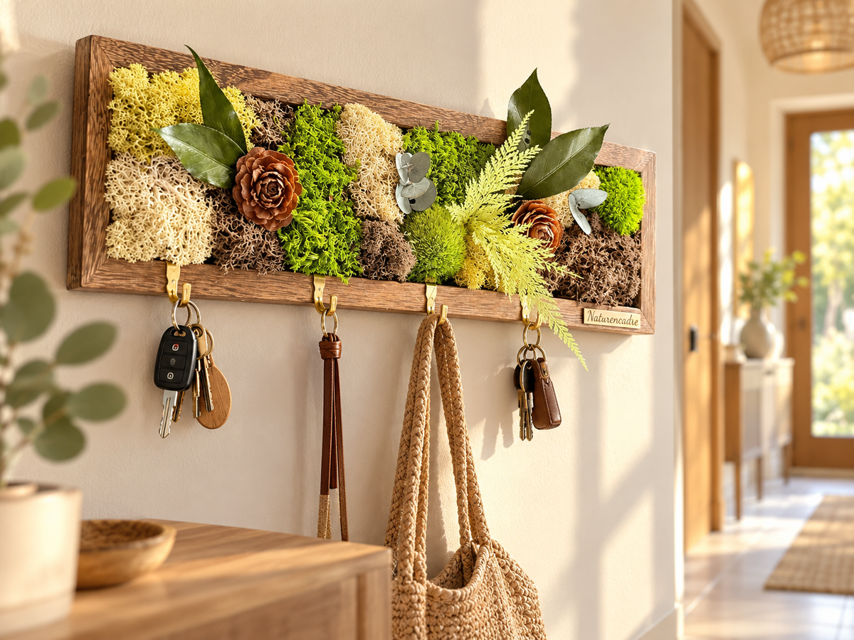 L’Entrée Naturelle – Porte-clés mural végétal stabilisé | 43 × 13 cm