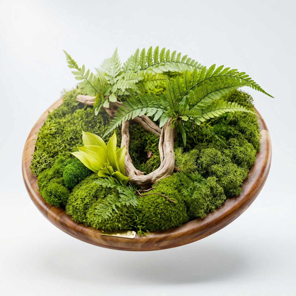 Écrin de Forêt – Tableau végétal stabilisé rond – 40 cm