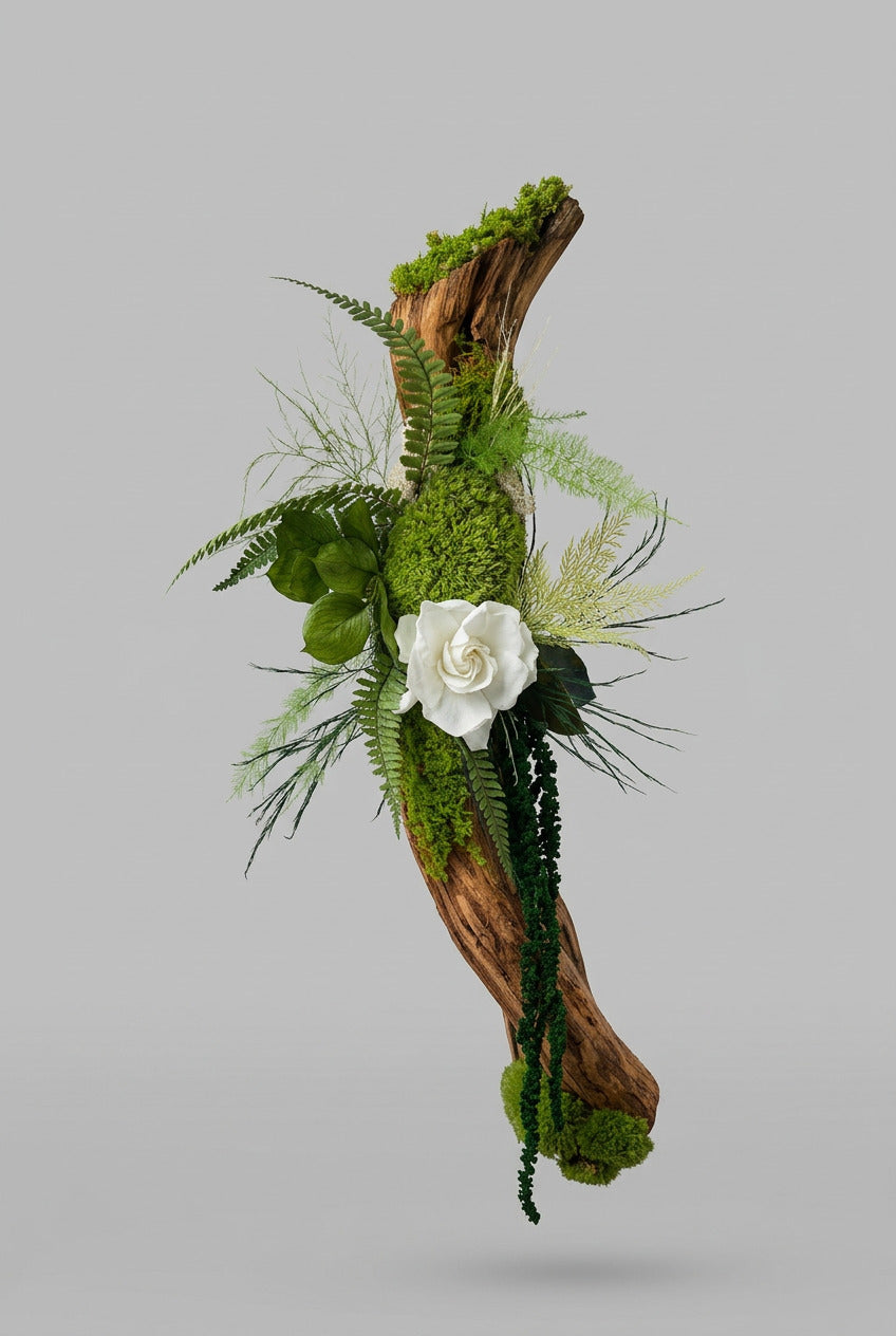 L’Élan de la Nature – Sculpture végétale murale sur liane, 55 cm