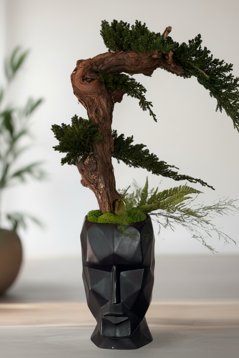 Bonsaï vase visage - rendu 3D