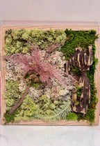 Tableau végétal mural carré 33 cm – Mousse stabilisée & bois naturel