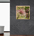 Tableau végétal mural carré 33 cm – Mousse stabilisée & bois naturel