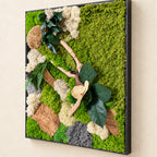 Cadre végétal stabilisé 42 × 33 cm – Mousse et bois flotté