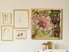 Tableau végétal mural carré 33 cm – Mousse stabilisée & bois naturel