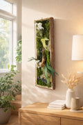 Cadre Végétal Stabilisé Vertical — Mousse & Bois Flotté | Décoration Murale Nature