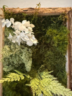 Cadre Végétal Stabilisé Vertical — Mousse & Bois Flotté | Décoration Murale Nature