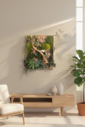Tableau végétal unique en végétaux stabilisée- jungle tropicale avec éclairage LED