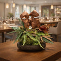 Sculpture Couple Romantique & Mousse Préservée — Cadeau Unique Rose Gold