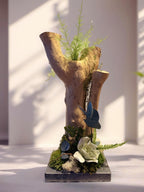 Décoration Végétale Bois Flotté | Gardénia & Eucalyptus Stabilisés | Centre de Table