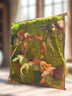 Cadre Végétal Stabilisé Forêt Enchantée 58 cm — Mousse, Lichen & Bois Brut | Déco Wabi-Sabi