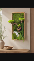 Cadre végétal stabilisé « Bonsaï Zen » – Pièce unique 50 × 25 cm